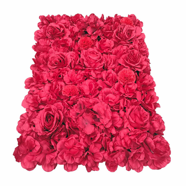 Artificial Flower Wall Backdrop Panel 40cm x 60cm Romantic Red.