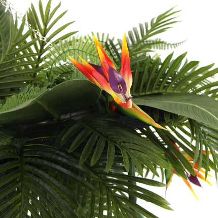 Artificial Hanging Plant Arrangement With Tropical Flowers in a Rectangular Arrangement 100cm x 30cm Mesh + Foliage.