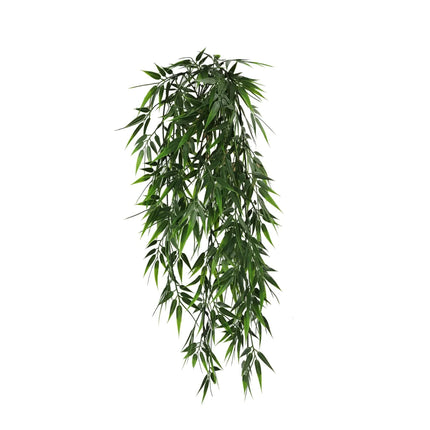 Artificial Hanging Dark Green Hanging Bamboo Leaf Garland Bush UV Resistant and Fire Rated 17cm x 76cm.