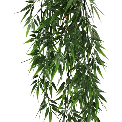 Artificial Hanging Dark Green Hanging Bamboo Leaf Garland Bush UV Resistant and Fire Rated 17cm x 76cm.