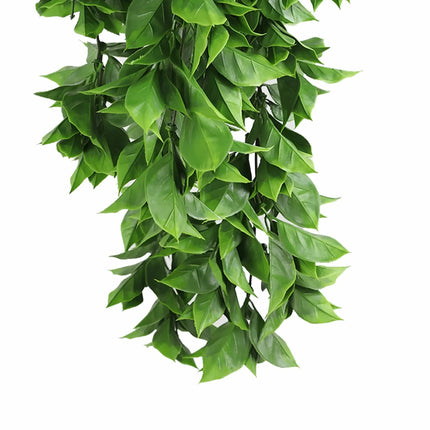 Artificial Dense Hanging Flowering Pothos Bush Vivid Green UV Resistant and Fire Rated 27cm x 72cm.