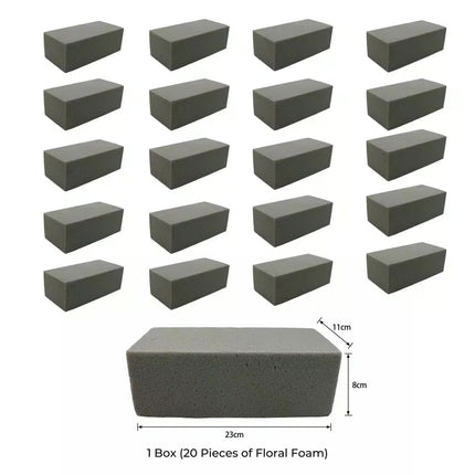 20 Pieces of Dry Floral Foam Bricks 23cm x 11cm x 8cm (Artificial Plant Foam Blocks - formaldehyde FREE).