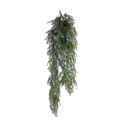 Artificial Hanging Purple and Green Willow Leaf Garland Bush UV Resistant and Fire Rated 20cm x 76cm.