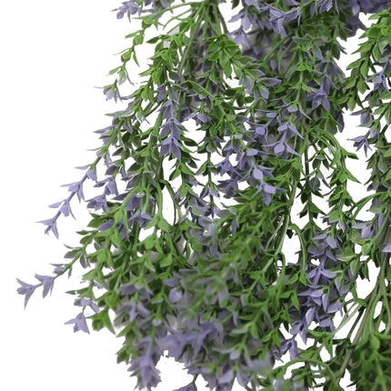 Artificial Hanging Purple and Green Willow Leaf Garland Bush UV Resistant and Fire Rated 20cm x 76cm.