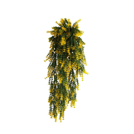 Artificial Hanging Yellow and Green Willow Leaf Garland Bush UV Resistant and Fire Rated 20cm x 76cm.