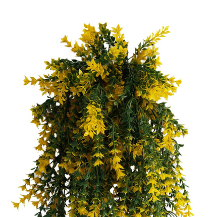 Artificial Hanging Yellow and Green Willow Leaf Garland Bush UV Resistant and Fire Rated 20cm x 76cm.