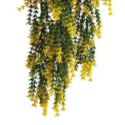 Artificial Hanging Yellow and Green Willow Leaf Garland Bush UV Resistant and Fire Rated 20cm x 76cm.