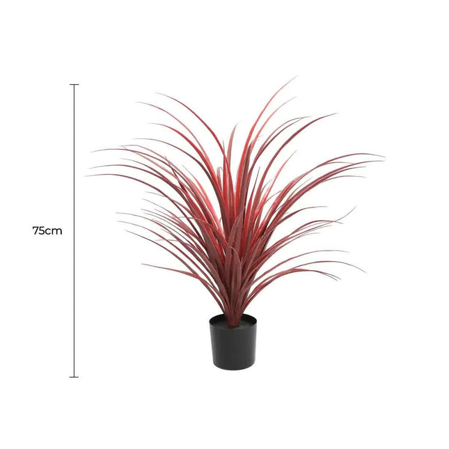 Burgundy Potted Artificial Long Grass (Yucca Grass) 75cm UV Resistant.