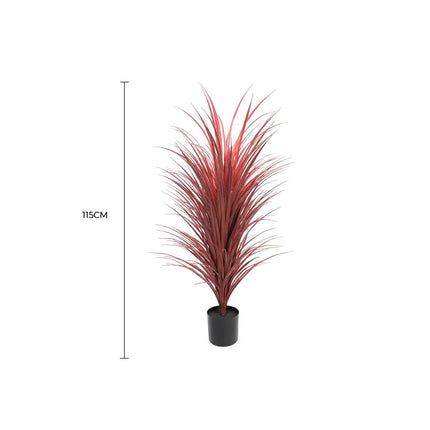 Burgundy Potted Artificial Long Grass (Yucca Grass) 115cm UV Resistant.