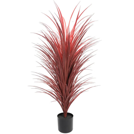 Burgundy Potted Artificial Long Grass (Yucca Grass) 115cm UV Resistant.