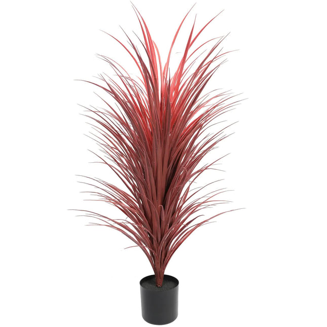 Burgundy Potted Artificial Long Grass (Yucca Grass) 115cm UV Resistant.
