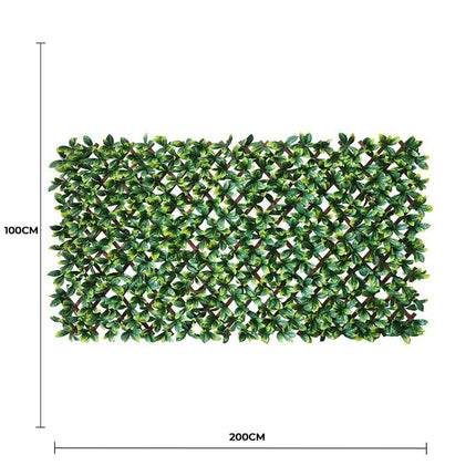 Premium Laurel Leaf Artificial Hedge Extendable Trellis / Screen 2 Meter By 1 Meter UV Resistant (PVC).