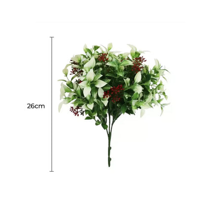 Artificial Flowering Holly Plant Stem UV Resistant 26cm.