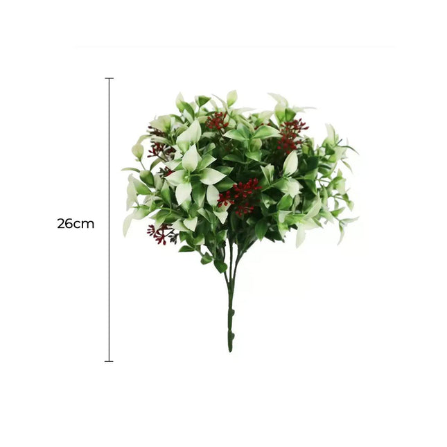 Artificial Flowering Holly Plant Stem UV Resistant 26cm.