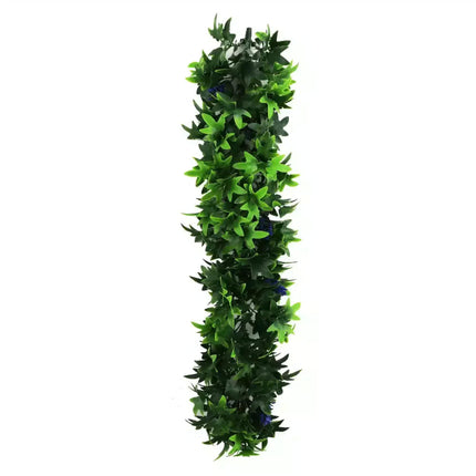 Artificial Extendable Hanging Bright Green Ivy Bush with Purple Flowers 55cm UV Resistant.