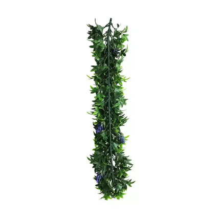 Artificial Extendable Hanging Bright Green Ivy Bush with Purple Flowers 55cm UV Resistant.