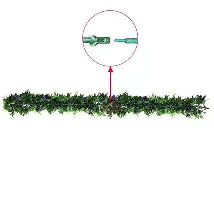 Artificial Extendable Hanging Bright Green Ivy Bush with Purple Flowers 55cm UV Resistant.