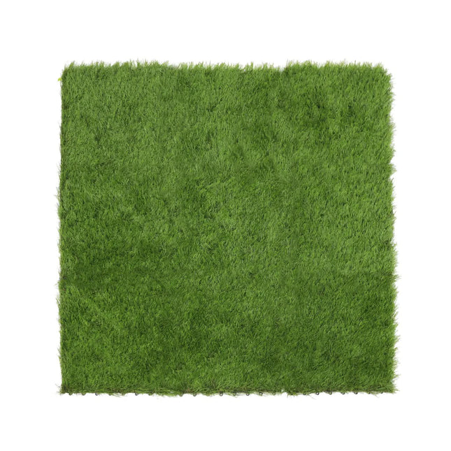 9 Pieces of Interconnecting Artificial Grass Decking Tiles (UV Resistant) 30cm x 30cm.