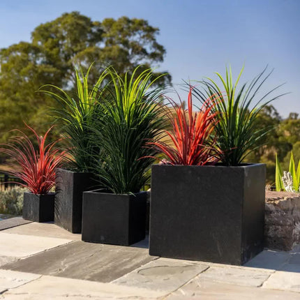 Modern Black Terrazzo Square Planters (Set of 4) Bulk Set Savings.