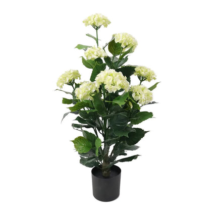 Premium Artificial Flowering White Hydrangea Tree 90cm UV Resistant.