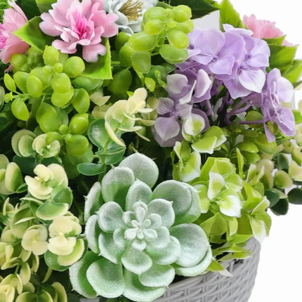 Hanging Artificial Succulent Basket 36cm UV Resistant.
