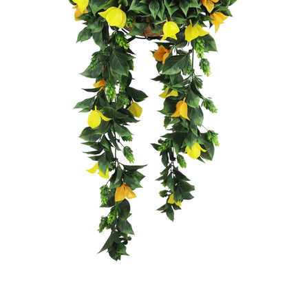 Artificial Hanging Basket Orange and Yellow Bouganvillea 30cm x 80cm Long UV Resistant.