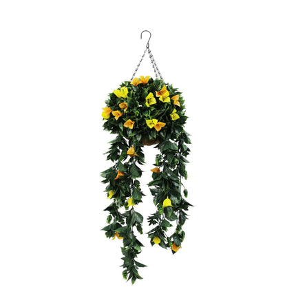 Artificial Hanging Basket Orange and Yellow Bouganvillea 30cm x 80cm Long UV Resistant.