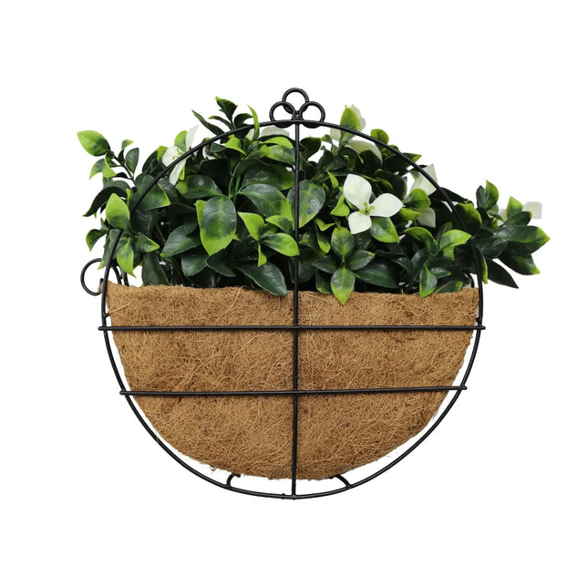 Artificial Wall Basket - Flowering White Jasmine Basket 20cm x 35cm Long UV Resistant.