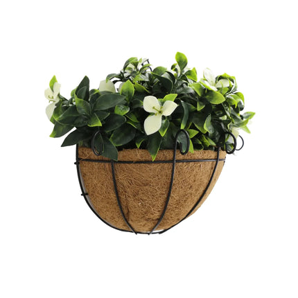Artificial Wall Basket - Flowering White Jasmine Basket 20cm x 35cm Long UV Resistant.