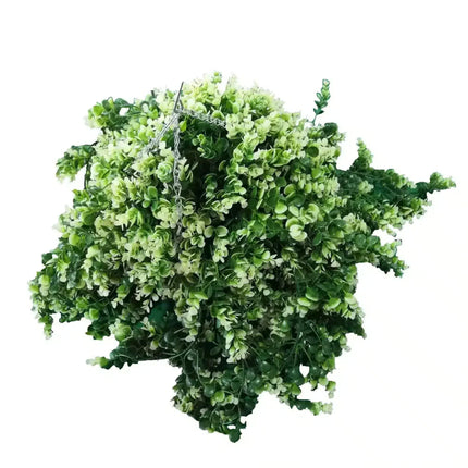 Artificial Spring Evergreen Hanging Basket UV Resistant 43cm.
