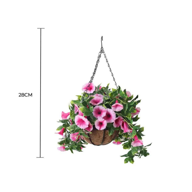 Artificial Petunia Hanging Basket UV Resistant 28cm.