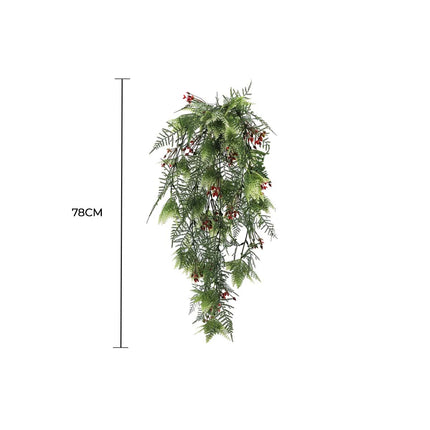 Artificial Hanging Christmas Myrtle and Flowering Holly UV Resistant 78cm.