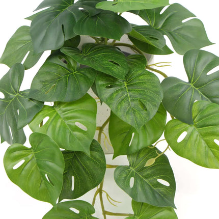 Decorative Artificial Monstera Adansonii Plant in Ceramic Bowl 30cm.
