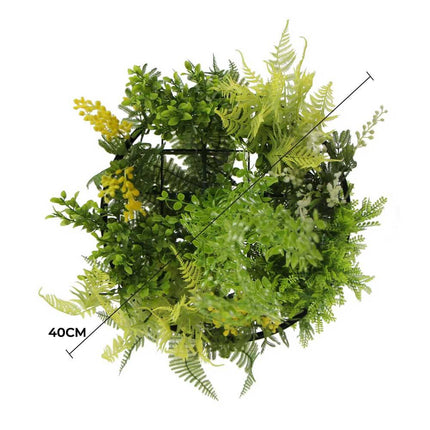 Black Framed Roof Hanging Disc with Draping Life-like Plants 40cm.