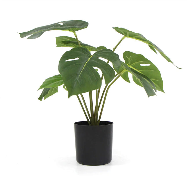 Potted Artificial Monstera Split Philodendron Plant with Real Touch Leaves 35cm.