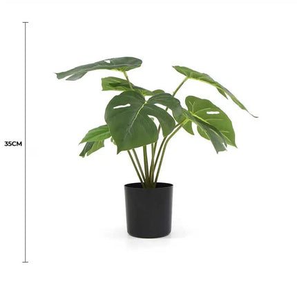 Potted Artificial Monstera Split Philodendron Plant with Real Touch Leaves 35cm.