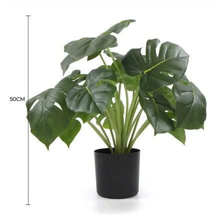 Dense Potted Artificial Monstera Deliciosa Plant With Real Touch Leaves 50cm.