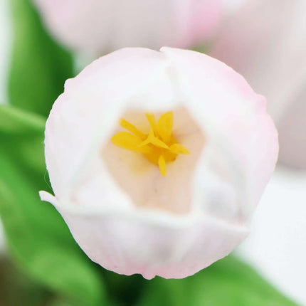 Flowering Pink Artificial Tulip Plant Arrangement With Ceramic Bowl 35cm.
