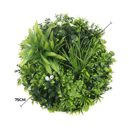 Flowering White Artificial Green Wall Disc UV Resistant 75cm (White Frame).