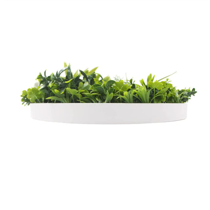 Flowering White Artificial Green Wall Disc UV Resistant 75cm (White Frame).