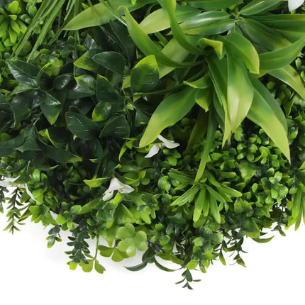 Slimline Flowering White Artificial Green Wall Disc UV Resistant 75cm (Black Frame).