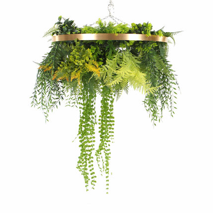 Premium Hanging Artificial Plant Arrangement with Gold Frame 40cm (Limited Edition).
