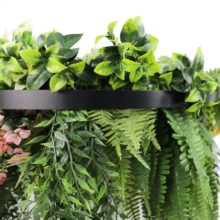Premium Hanging Artificial Plant Arrangement with Black Frame 40cm UV Resistant.