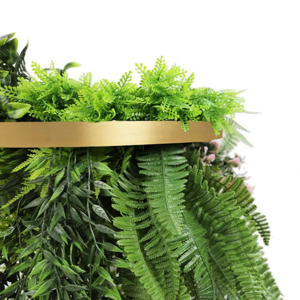 Premium Hanging Artificial Plant Arrangement with Gold Frame 40cm UV Resistant.