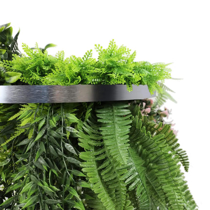 Premium Hanging Artificial Plant Arrangement with Silver Frame 40cm UV Resistant.