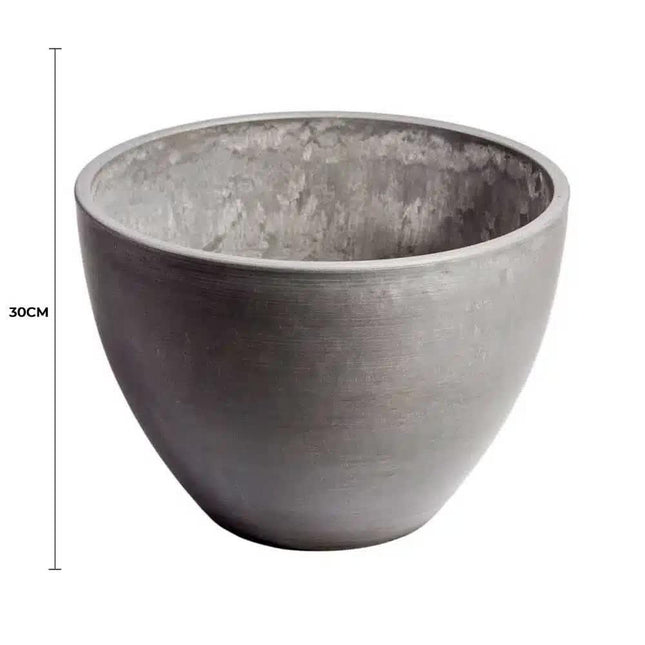 Polished Grey Planter Bowl 30cm.