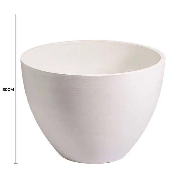 Polished Vintage White Planter Bowl 30cm.