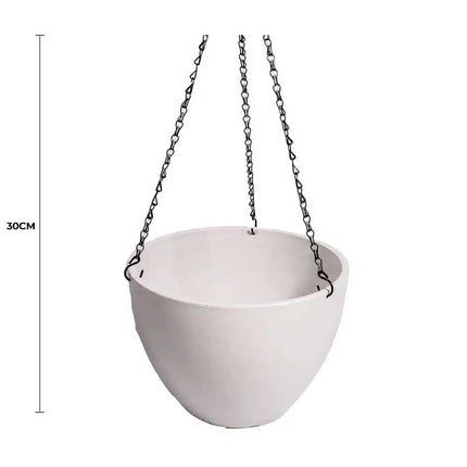 Hanging Rustic White Plastic Pot with Chain 30cm.