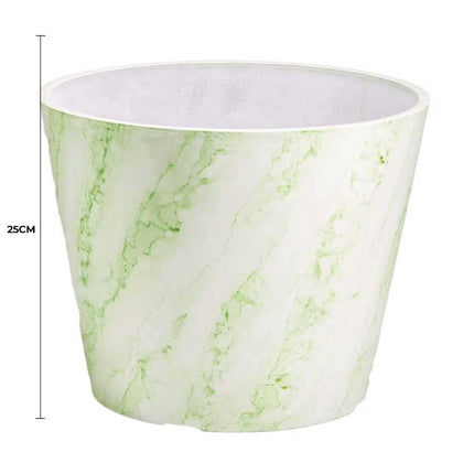 Green & White Imitation Marble Pot 25cm.