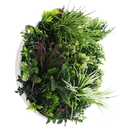 Slimline Artificial Green Wall Disc Art 60cm Colour Fresh UV Resistant (White).